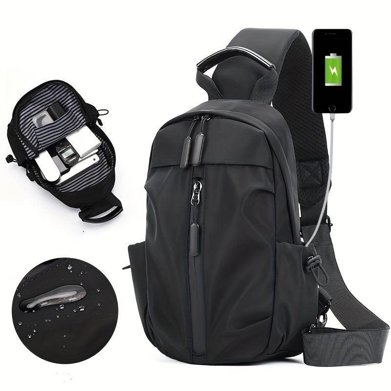 Men's Chest Bag Wear-resistant USB Travel Shoulder Crossbody Bag