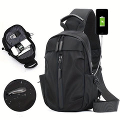 Men's Chest Bag Wear-resistant USB Travel Shoulder Crossbody Bag