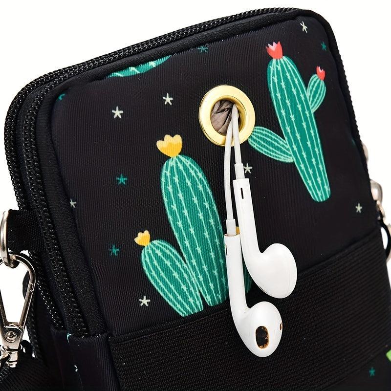 Floral Print Phone Bag Crossbody Armband Credit Card Holder
