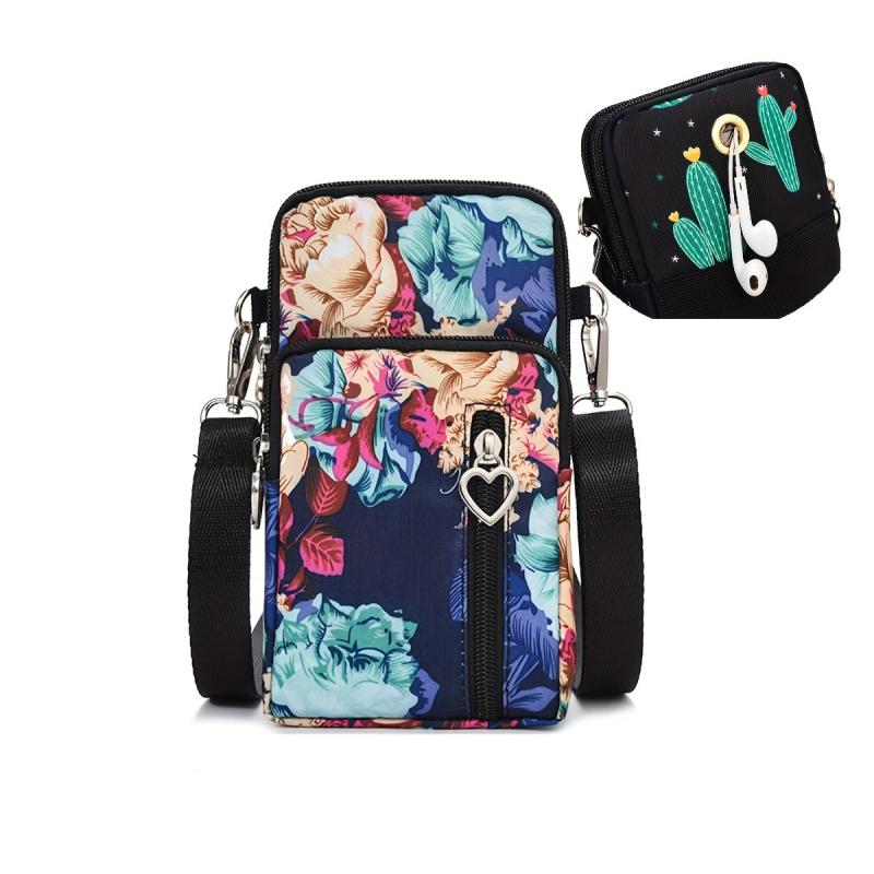 Floral Print Phone Bag Crossbody Armband Credit Card Holder
