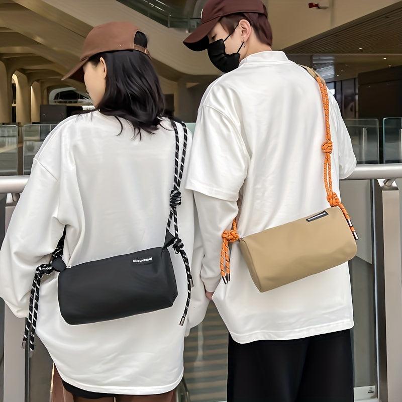 Men's Casual Letter Patch Crossbody Bag Shoulder Bag
