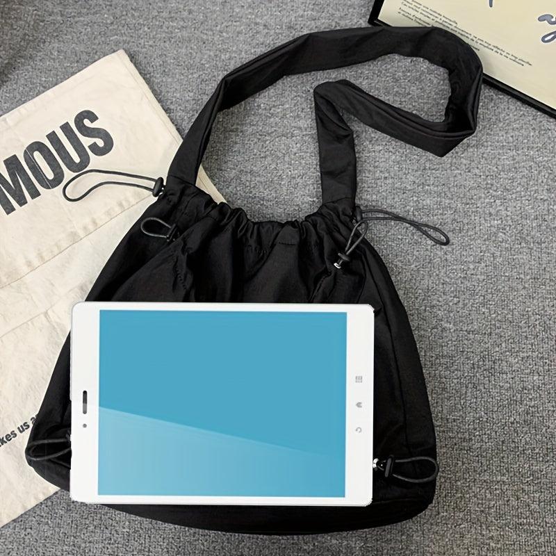Men's Casual Messenger Bag Drawstring Shoulder Bag Large Capacity Tote Bag