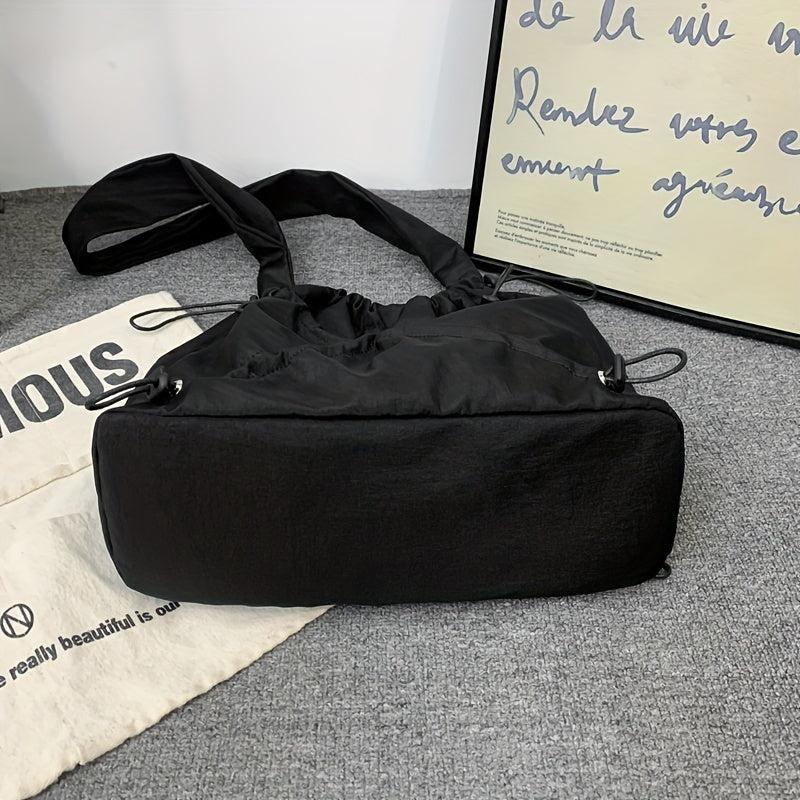 Men's Casual Messenger Bag Drawstring Shoulder Bag Large Capacity Tote Bag
