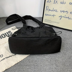 Men's Casual Messenger Bag Drawstring Shoulder Bag Large Capacity Tote Bag