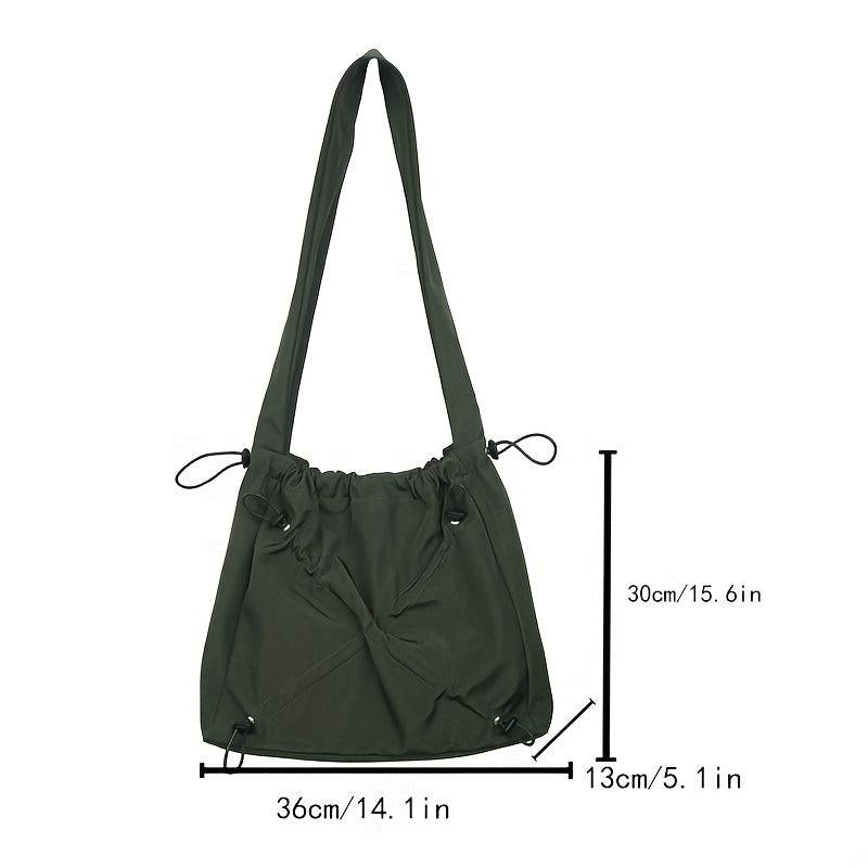 Men's Casual Messenger Bag Drawstring Shoulder Bag Large Capacity Tote Bag