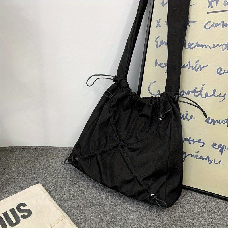 Men's Casual Messenger Bag Drawstring Shoulder Bag Large Capacity Tote Bag