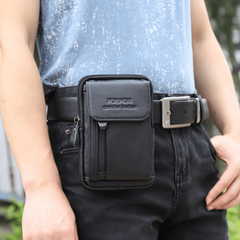 Top Layer Cowhide Men's Mobile Phone Bag Wearing A Belt 13 97 15 24 Cm