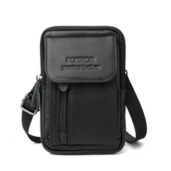 Top Layer Cowhide Men's Mobile Phone Bag Wearing A Belt 13 97 15 24 Cm