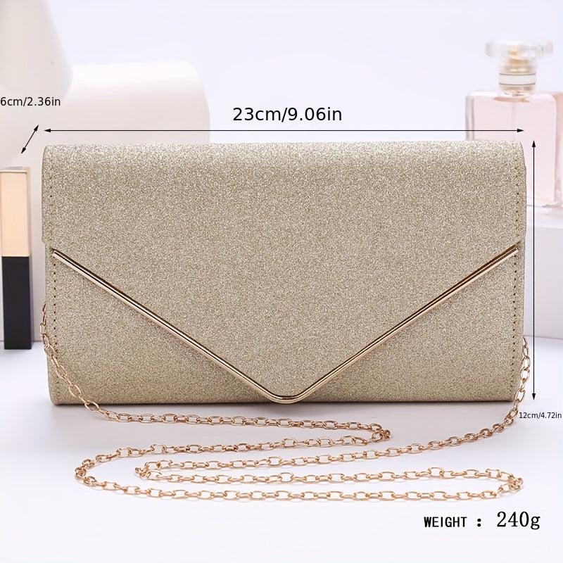 Glitter Evening Bag Chain Shoulder Clutch Purse For Wedding