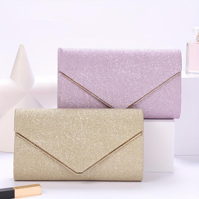 Glitter Evening Bag Chain Shoulder Clutch Purse For Wedding