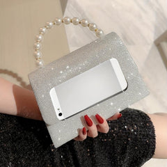 Elegent Sequin Glitter Clutch with Metal Chain Handle