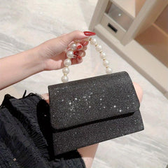 Elegent Sequin Glitter Clutch with Metal Chain Handle