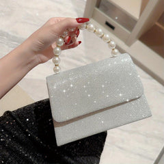 Elegent Sequin Glitter Clutch with Metal Chain Handle