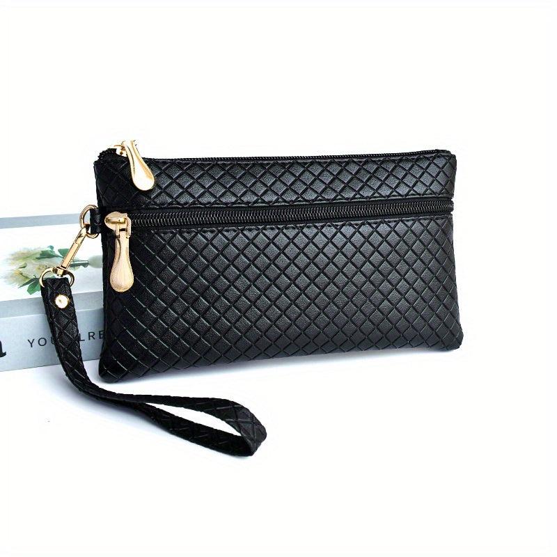 Argyle Embossed Clutch Bag Square Handbags Women's Zipper Wrist Purses
