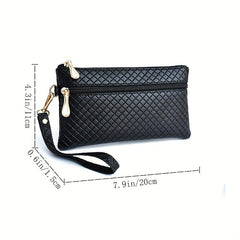 Argyle Embossed Clutch Bag Square Handbags Women's Zipper Wrist Purses