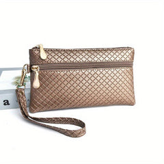Argyle Embossed Clutch Bag Square Handbags Women's Zipper Wrist Purses