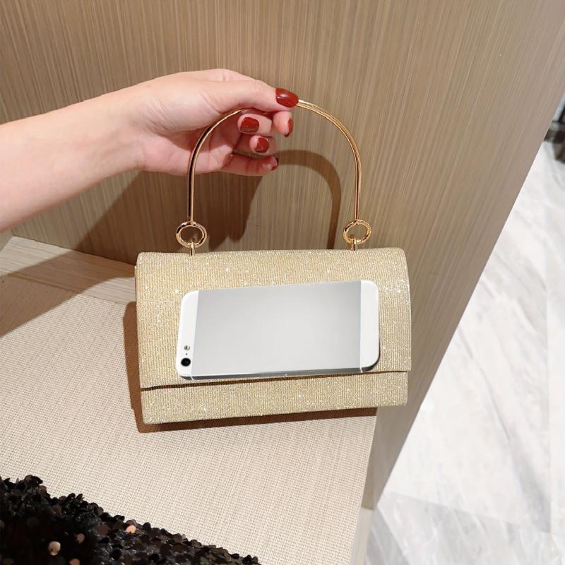 Metal Chain Flap Clutch Elegant Evening Bag