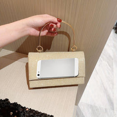 Metal Chain Flap Clutch Elegant Evening Bag