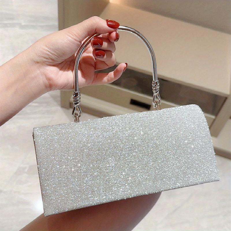 Metal Chain Flap Clutch Elegant Evening Bag