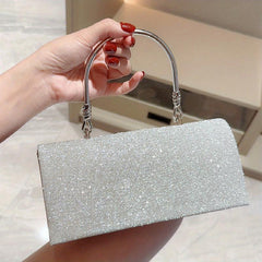Metal Chain Flap Clutch Elegant Evening Bag