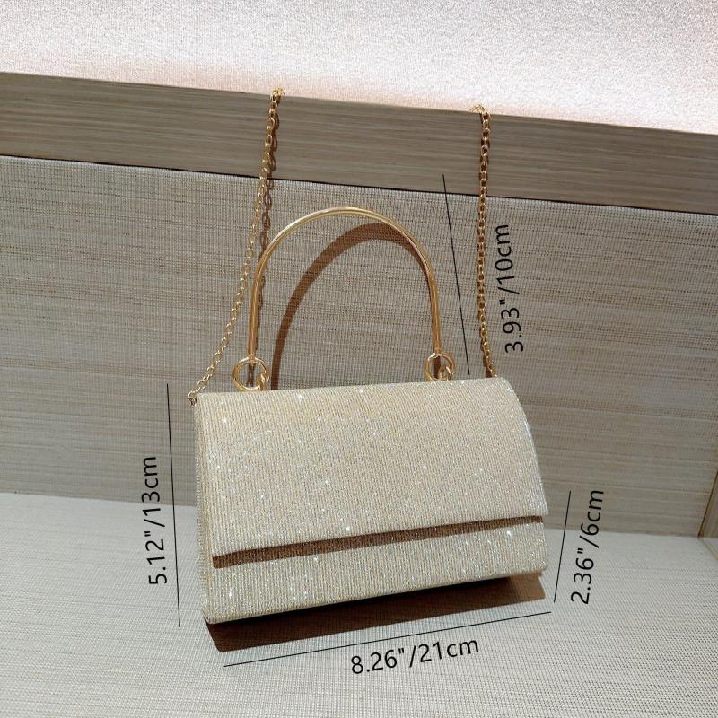 Metal Chain Flap Clutch Elegant Evening Bag