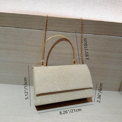 Metal Chain Flap Clutch Elegant Evening Bag