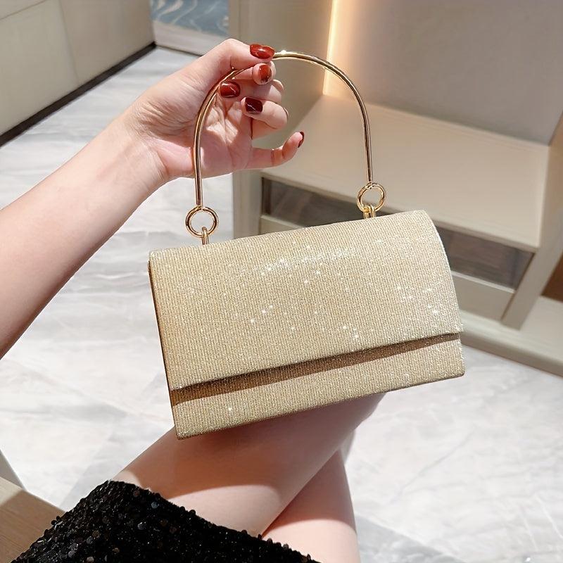 Metal Chain Flap Clutch Elegant Evening Bag
