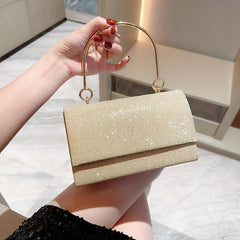 Metal Chain Flap Clutch Elegant Evening Bag