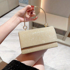 Metal Chain Flap Clutch Elegant Evening Bag