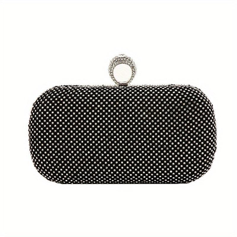 Rhinestone Evening Clutch Bag Glitter Square Handbag for Party