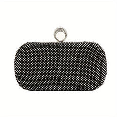 Rhinestone Evening Clutch Bag Glitter Square Handbag for Party