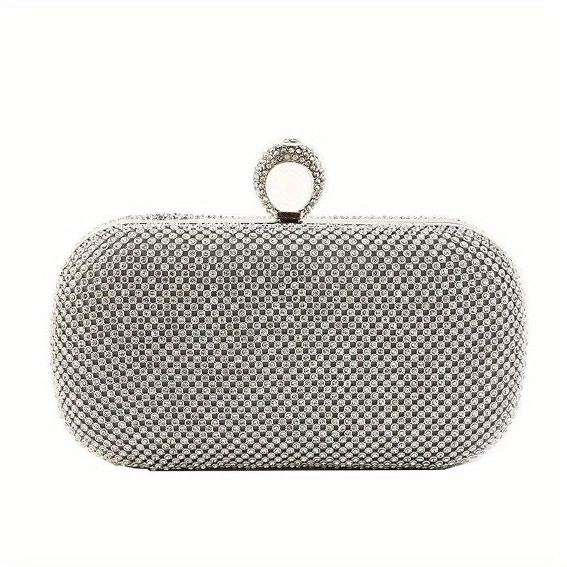Rhinestone Evening Clutch Bag Glitter Square Handbag for Party