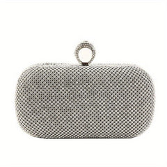 Rhinestone Evening Clutch Bag Glitter Square Handbag for Party