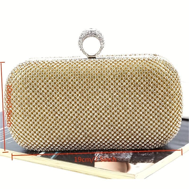 Rhinestone Evening Clutch Bag Glitter Square Handbag for Party