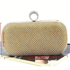 Rhinestone Evening Clutch Bag Glitter Square Handbag for Party