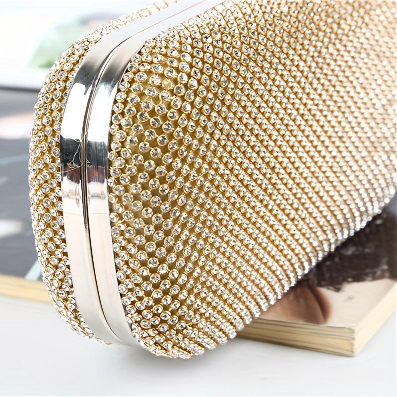 Rhinestone Evening Clutch Bag Glitter Square Handbag for Party