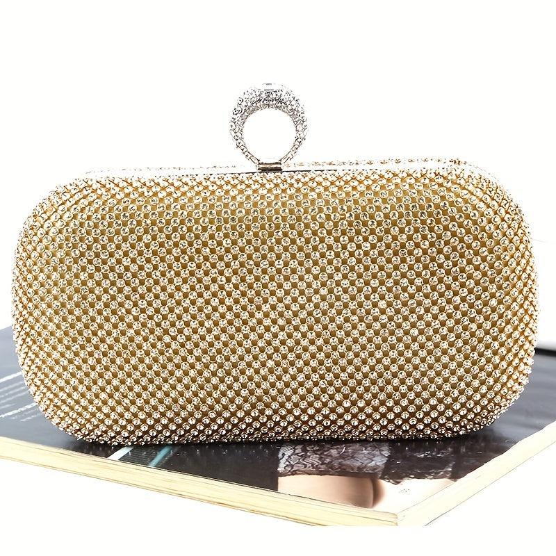 Rhinestone Evening Clutch Bag Glitter Square Handbag for Party