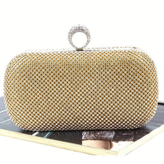 Rhinestone Evening Clutch Bag Glitter Square Handbag for Party