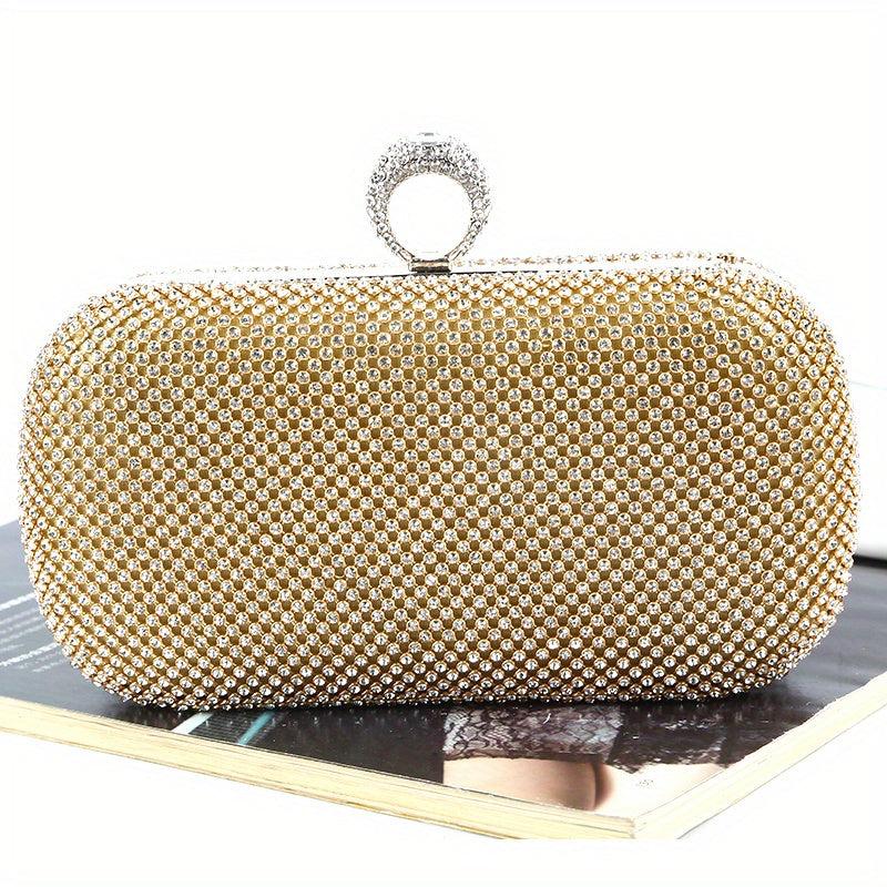 Rhinestone Evening Clutch Bag Glitter Square Handbag for Party