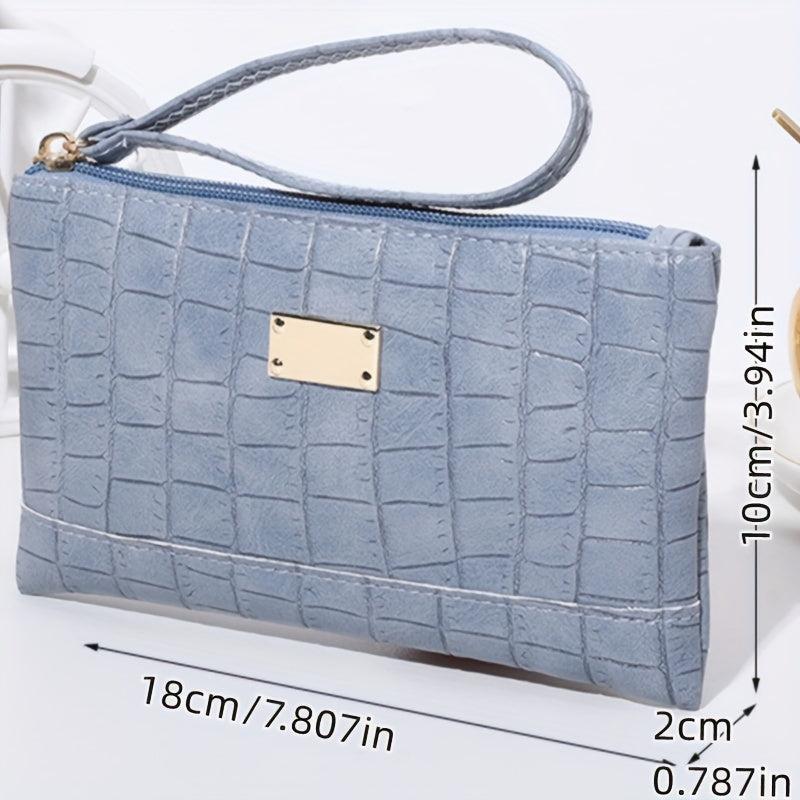 Retro Crocodile Pattern Clutch Bag PU Leather Wallet ID Card Organizer