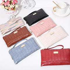 Retro Crocodile Pattern Clutch Bag PU Leather Wallet ID Card Organizer