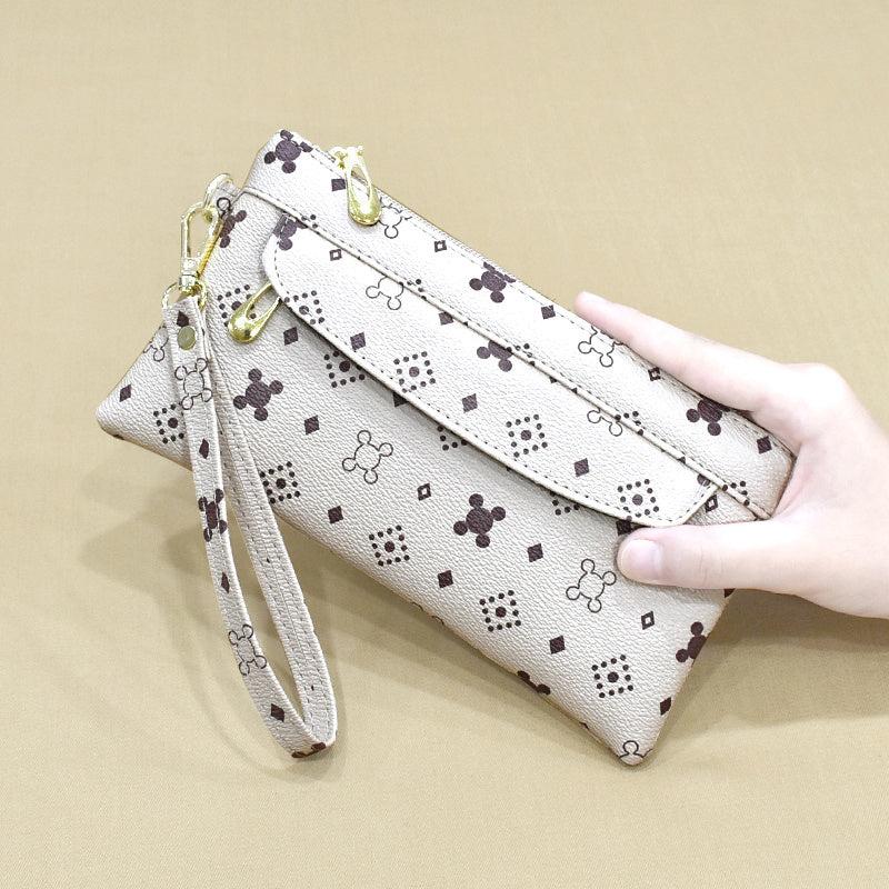 Long Wallet Faux Leather Clutch Purse Phone Bag with Wristlet