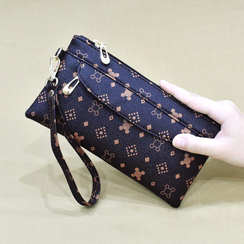 Long Wallet Faux Leather Clutch Purse Phone Bag with Wristlet