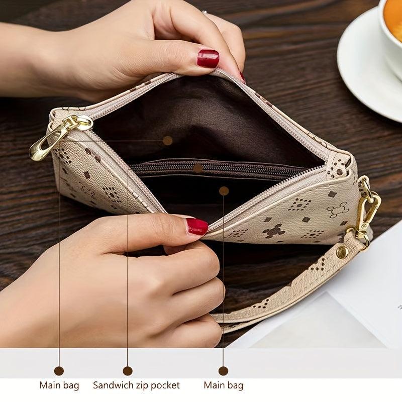 Long Wallet Faux Leather Clutch Purse Phone Bag with Wristlet
