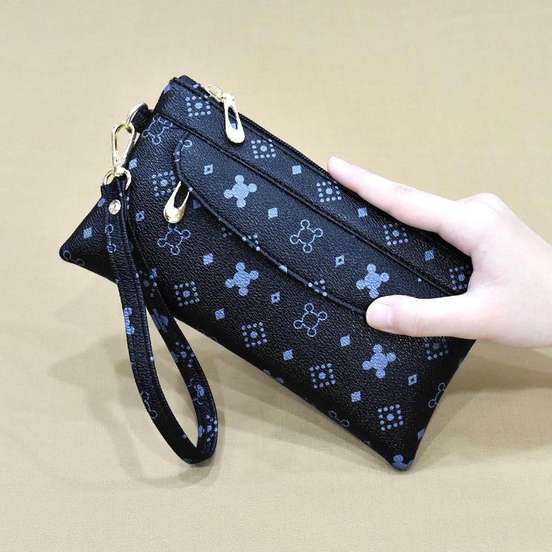 Long Wallet Faux Leather Clutch Purse Phone Bag with Wristlet