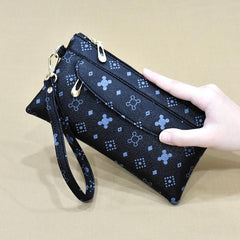 Long Wallet Faux Leather Clutch Purse Phone Bag with Wristlet