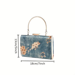 Vintage Flower Silk Evening Bag Top Ring Clutch Purse Women's Wedding Handbags