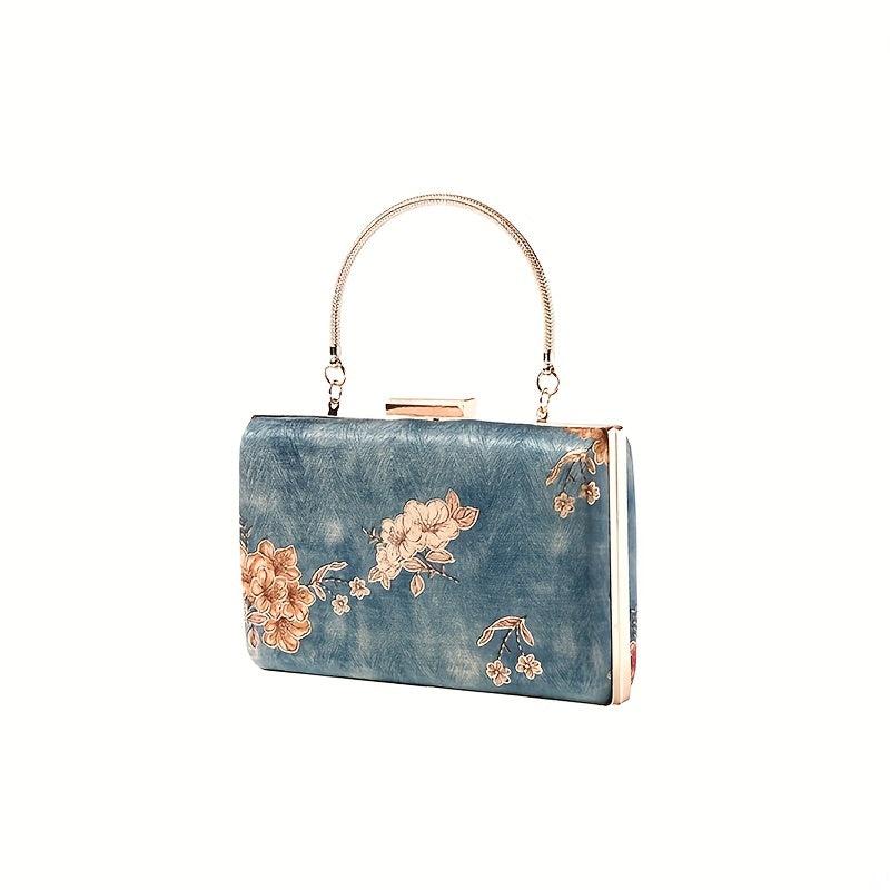 Vintage Flower Silk Evening Bag Top Ring Clutch Purse Women's Wedding Handbags