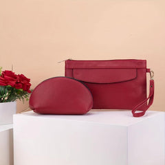 2pcs Long Clutch Purse & Shell Shape Wristlet Wallet