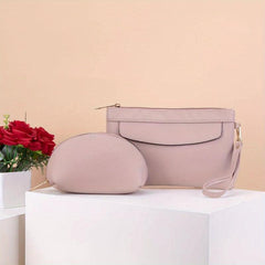 2pcs Long Clutch Purse & Shell Shape Wristlet Wallet